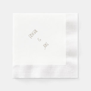 Simple Modern Gold Text Names Wedding Cocktail Napkin
