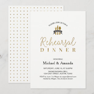 Simple Modern Gold Wedding Rehearsal Dinner Card