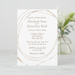 Simple Modern Gold White Elegant Wedding Invitation