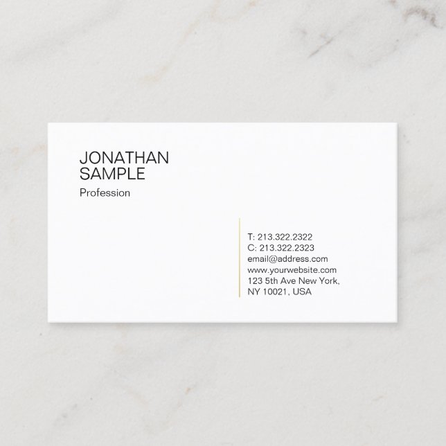 Simple Modern Gold White Professional Template Business Card (Front)