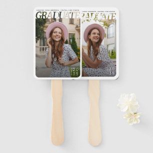 Simple Modern Graduate 2 Photo Graduation Party Hand Fan