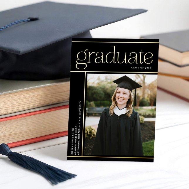 Simple Modern Graduate Graduation Black Gold REAL  (Creator Uploaded)