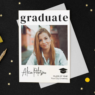 Simple modern graduate photo graduation announcement
