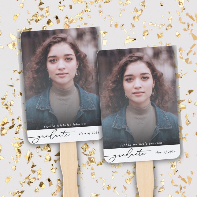 Simple Modern Graduate Script Photo Party  Hand Fan (Creator Uploaded)
