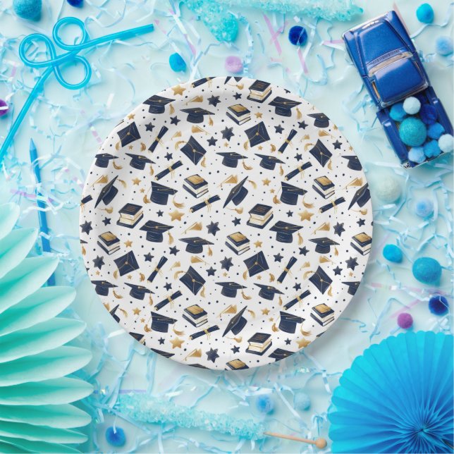 Simple Modern Graduation Party  Paper Plate (Party)