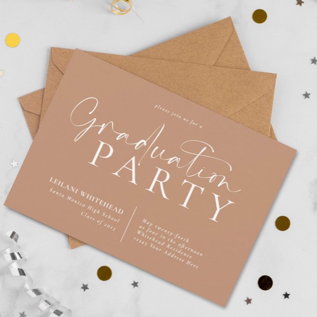 Simple Modern Graduation Party Tan Invitation (Creator Uploaded)