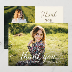 Simple Modern Graduation Photo Thank you Card