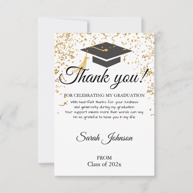 Simple Modern Graduation Thank You Card (Front)
