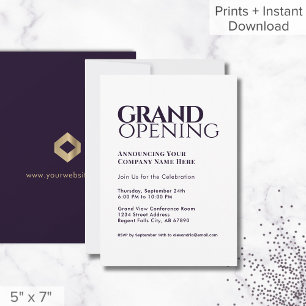 Simple Modern Grand Opening Invitation Purple