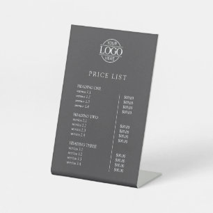 Simple Modern Gray Business Logo Menu Price List Pedestal Sign