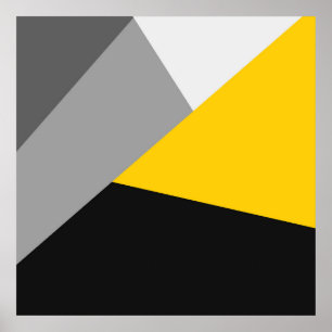 Simple Modern Gray Yellow and Black Geo Poster