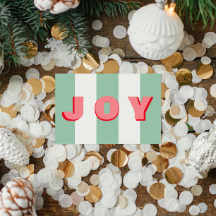 Simple Modern Green and White Joy Christmas Holiday Card