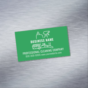 Simple Modern Green Cleaning Company Magnetic Business Card
