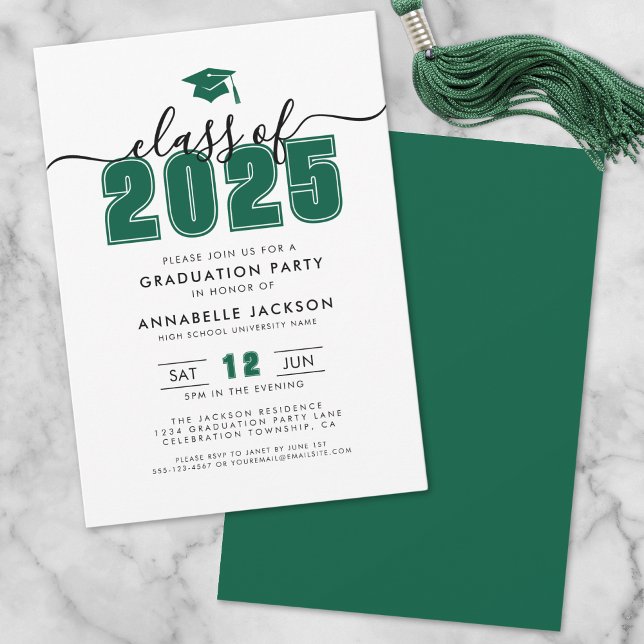 Simple Modern Green Graduation Party Invitation (Simple Modern Green Graduation Party Invitation)