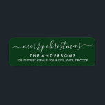 Simple Modern Green Merry Christmas Script Holiday<br><div class="desc">Simple Modern Green Merry Christmas Script Holiday Return Address Label</div>