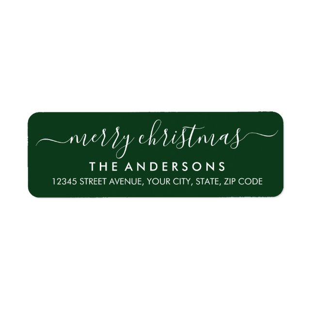 Simple Modern Green Merry Christmas Script Holiday (Front)