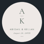 Simple Modern Green Monogram Mix Match Wedding Classic Round Sticker<br><div class="desc">Simple Modern Green Monogram Mix Match Wedding Classic Round Sticker features modern type pairings in soft,  modern earth tones.</div>