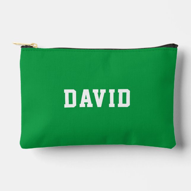 Simple Modern Green Personalised  Accessory Pouch (Front)