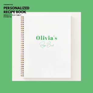 Simple Modern Green Personalised Recipe Book