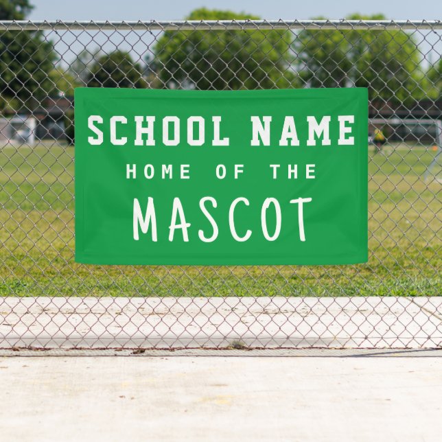 Simple Modern Green School Name Home of the Mascot Banner (Insitu)
