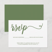 Simple Modern green Script RSVP without mailing