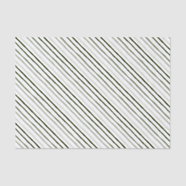 Simple Modern Green Stripe Christmas Tissue Paper (Front)