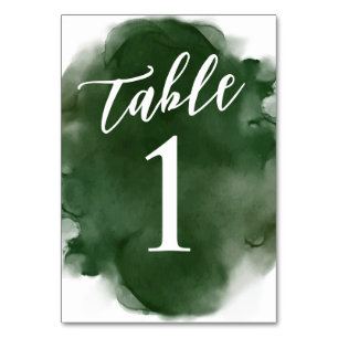 Simple Modern Green Watercolor Table Number