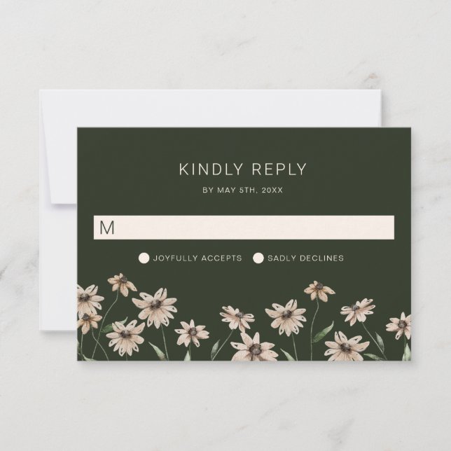 Simple Modern Green Wedding RSVP Card (Front)