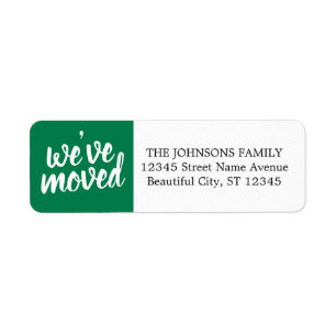 Simple Modern Green We've Moved Return Address