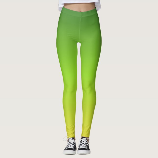 Simple Modern Green Yellow Gradient  Leggings (Front)