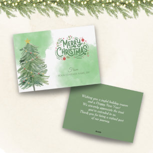 Simple Modern Greenery Business Client Christmas Holiday Card