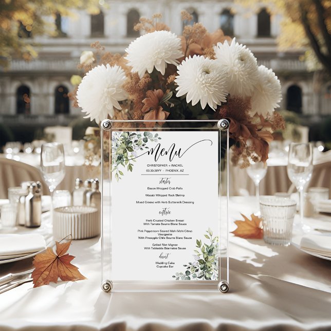 Simple Modern Greenery Garden Wedding Event Menu (Creator Uploaded)