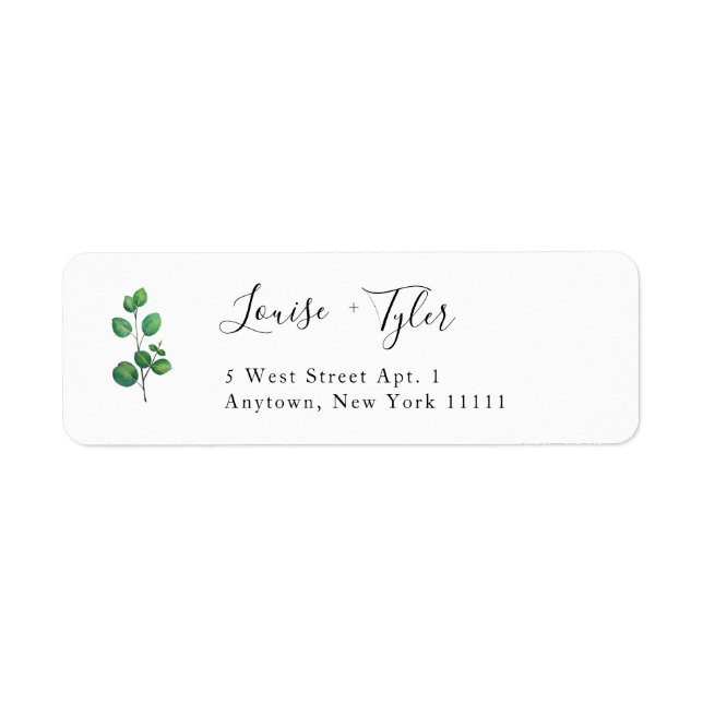 Simple Modern Greenery Return Address Label (Front)
