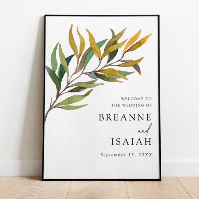 Simple Modern Greenery Wedding Welcome Sign (Creator Uploaded)