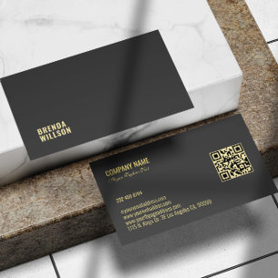 Simple Modern Grey Background Gold Typography Business Card