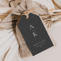 Simple Modern Grey Charcoal Monogram Wedding