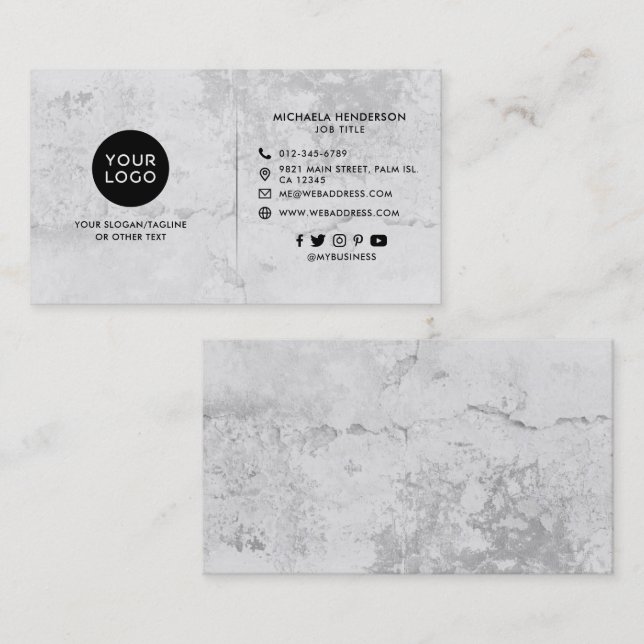 Simple Modern Grey Concrete/Cement Business Card (Front/Back)