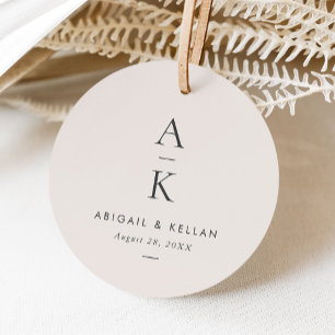 Simple Modern Grey Monogram Mix Match Wedding Favour Tags