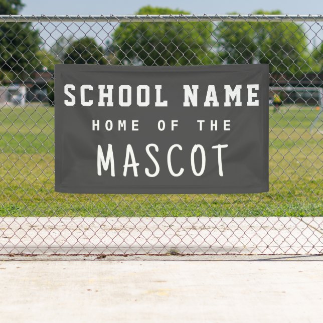 Simple Modern Grey School Name Home of the Mascot Banner (Insitu)