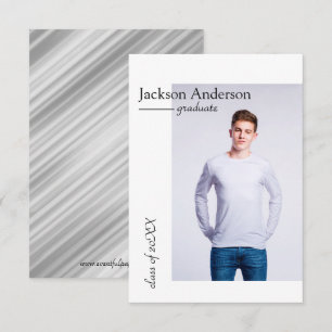 Simple Modern Grey Stripes - 3x5 Grad Announcement