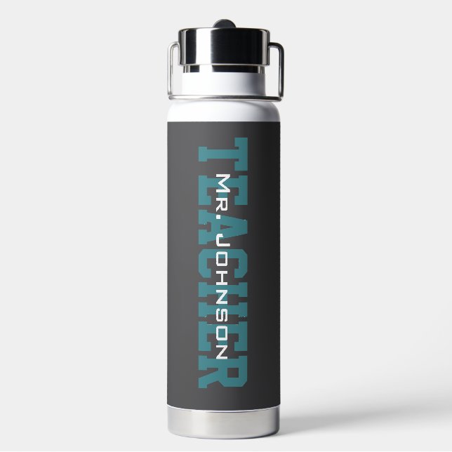 Simple Modern Grey Teacher Water Bottle (Back)