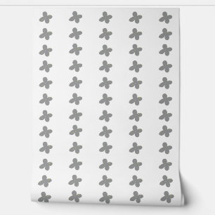 Simple Modern Grey White Flower Pattern Floral Wallpaper