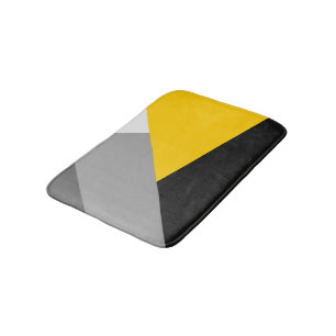 Simple Modern Grey Yellow and Black Geo Bath Mat