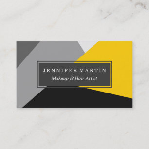 Simple Modern Grey Yellow and Black Geo Business Card