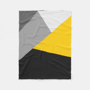 Simple Modern Grey Yellow and Black Geo Fleece Blanket
