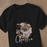 Simple Modern Grunge Custom Badge Pet Photo Name T-Shirt<br><div class="desc">This simple and classic design is composed of serif typography and add a custom photo.</div>