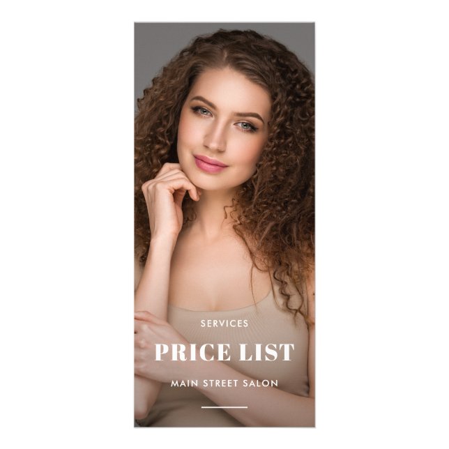 Simple Modern Hair Salon Photo Price List Rack Card (Front)