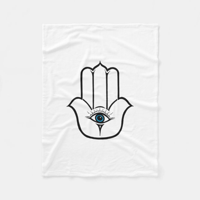Simple Modern Hamsa Hand of Fatima Fleece Blanket (Front)
