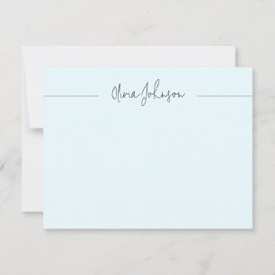 Simple Modern Hand Lettered Blue Flat Note Card