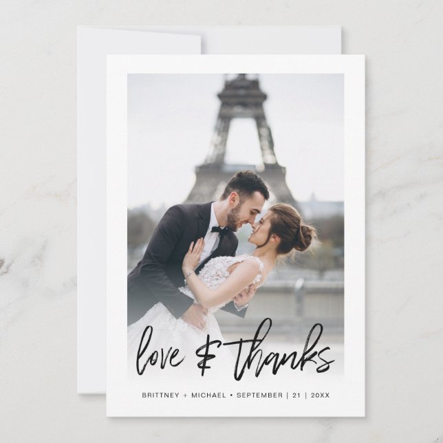 Simple Modern Hand-Lettered Photo Gradient Thank You Card (Front)